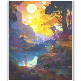 Surreal Fantasy Landschaft Art Aufkleber