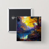 Surreal Fantasy Landschaft Art Button (Vorne & Hinten)