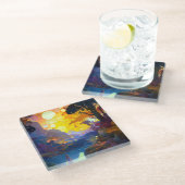 Surreal Fantasy Landschaft Art Glasuntersetzer (Schrägansicht)