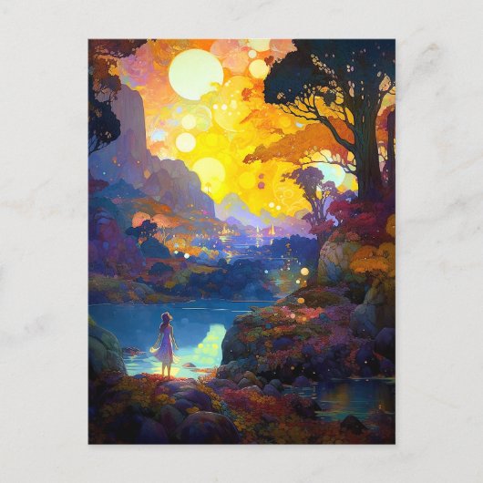 Surreal Fantasy Landschaft Art Postkarte (Vorderseite)