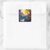 Surreal Fantasy Landschaft Art Quadratischer Aufkleber (Tasche)