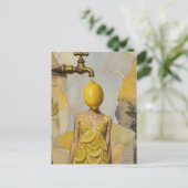 Surreal Fantasy Lemon Lady Collage Postkarte (Stehend Vorderseite)