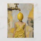 Surreal Fantasy Lemon Lady Collage Postkarte (Vorderseite)