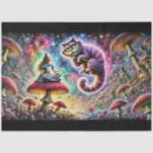 Surreal Fantasy Mushrooms Alice and Cat Seidenpapier (Vorderseite)