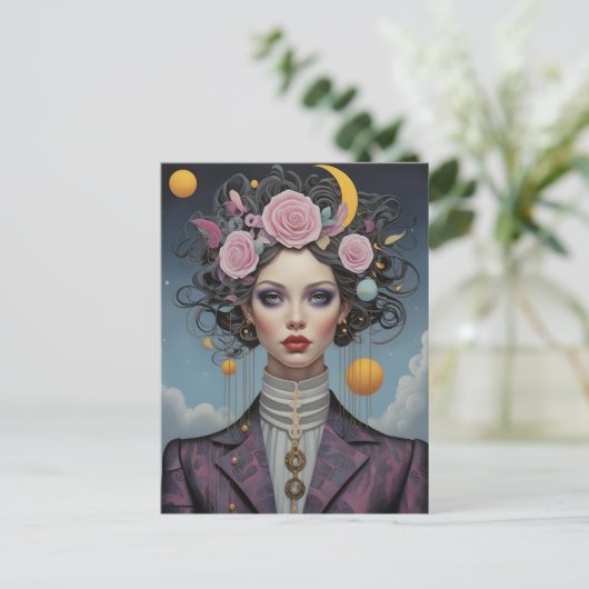 Surreal Fashion Portrait Postkarte (Stehend Vorderseite)