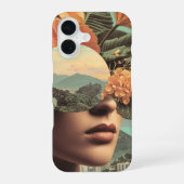Surreal Female Portrait with Floral Elements iPhone 16 Hülle (Rückseite)