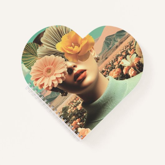 Surreal Female Portrait With Flowers Covering Eyes Notizblock (Vorderseite)
