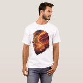 Surreal Fire Lion Head Cosmic Art Leo Zodiac T-Shirt (Vorne ganz)