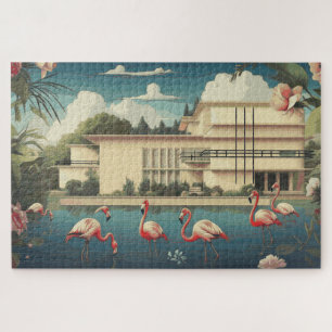 Surreal Flamingo Scene Puzzle