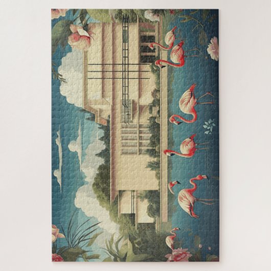 Surreal Flamingo Scene Puzzle (Vertikal)