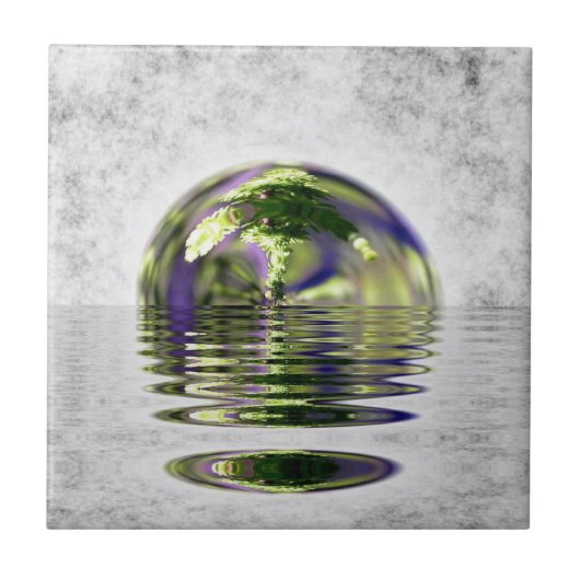 Surreal Floating Bonsai Tree Tile Fliese (Vorderseite)