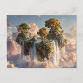 Surreal Floating Cliffs With Waterfalls Postkarte (Vorderseite)