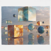 Surreal Floating Cubes And Spheres Fleecedecke (Vorderseite (Horizontal))