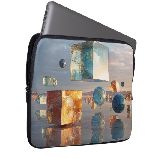 Surreal Floating Cubes And Spheres Laptopschutzhülle (Vorne Rechts)