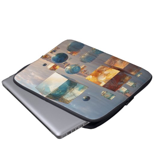 Surreal Floating Cubes And Spheres Laptopschutzhülle (Vorne Knopf)