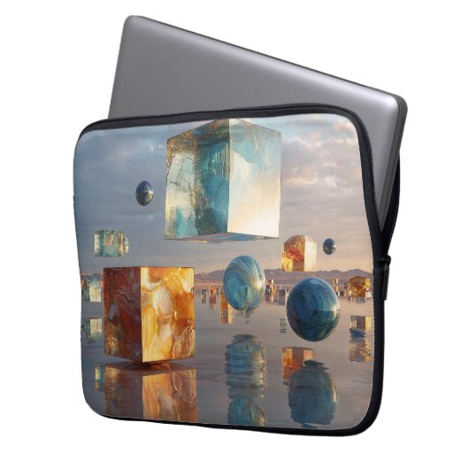 Surreal Floating Cubes And Spheres Laptopschutzhülle (Vorderseite Links)