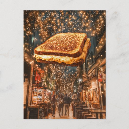Surreal Floating Grilled Cheese Sandwich Postcard Postkarte (Vorderseite)