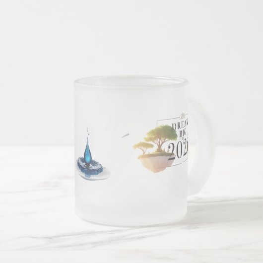 Surreal Floating Island "Dream Big 2026" Frosted Mattglastasse (VorderseiteRechts)