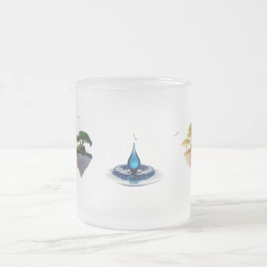 Surreal Floating Island "Dream Big 2026" Frosted Mattglastasse (Mittel)