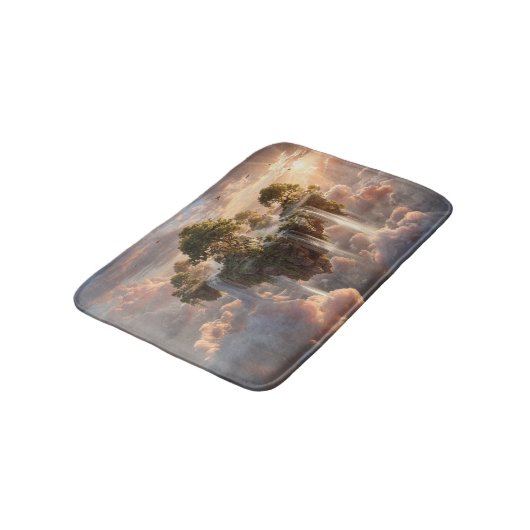 Surreal Floating Islands with Waterfall Badematte (Schrägansicht)