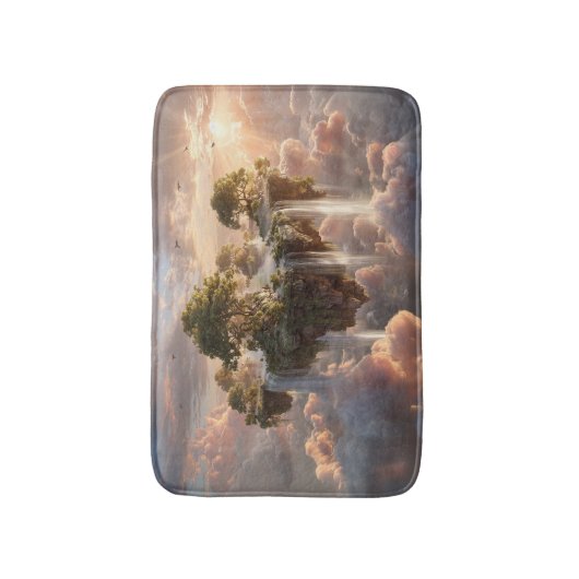 Surreal Floating Islands with Waterfall Badematte (Vorderseite Vertikal)