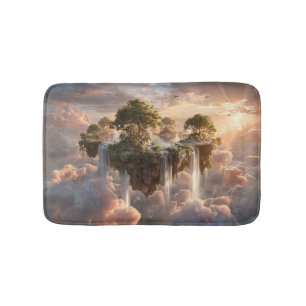 Surreal Floating Islands with Waterfall Badematte