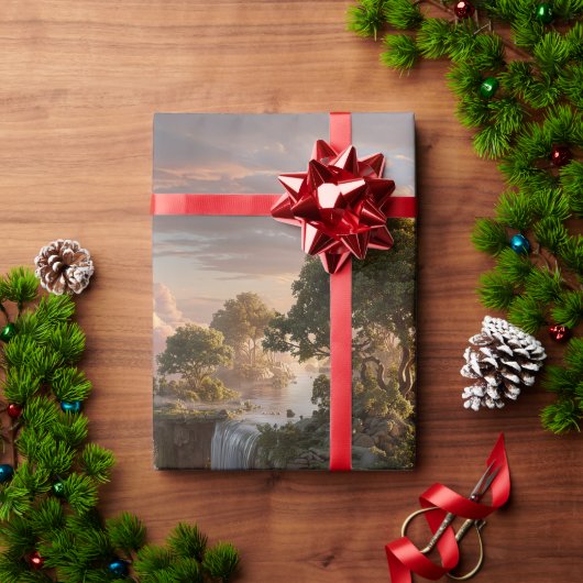Surreal Floating Islands with Waterfall Geschenkpapier (Feiertagsgeschenk)