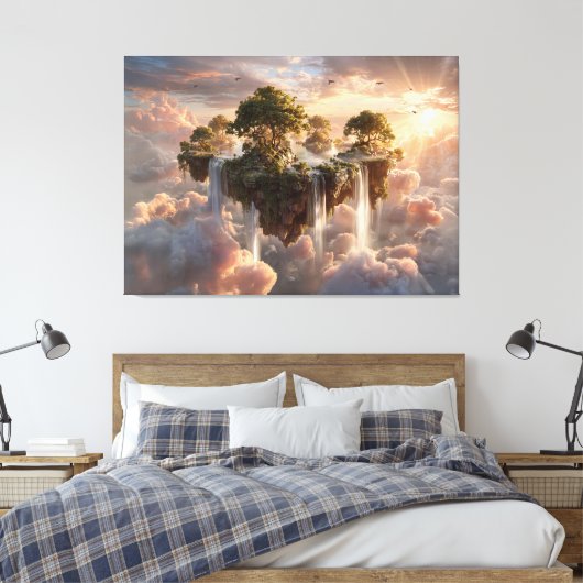 Surreal Floating Islands with Waterfall Leinwanddruck (Insitu (Schlafzimmer))
