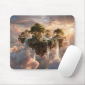 Surreal Floating Islands with Waterfall Mousepad (Mit Mouse)