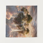 Surreal Floating Islands with Waterfall Wandteppich (Vorderseite (Horizontal))