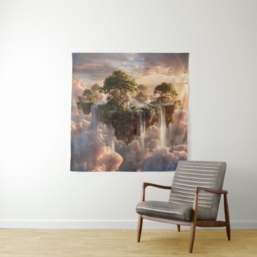 Surreal Floating Islands with Waterfall Wandteppich (Beispiel)