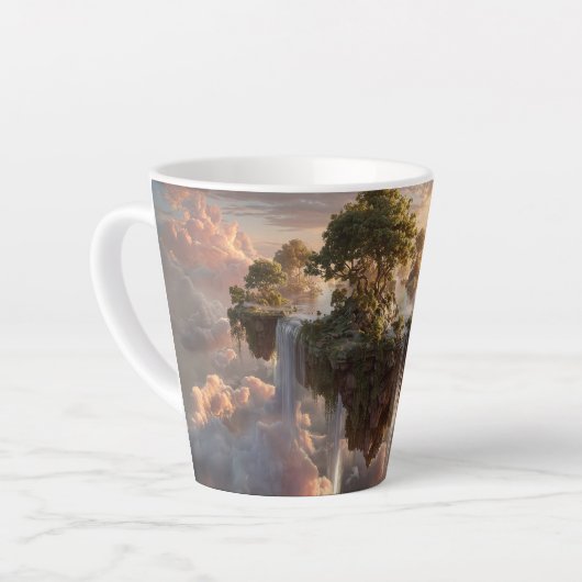 Surreal Floating Islands With Waterfalls Milchtasse (Linke Ecke)