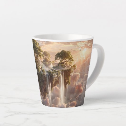 Surreal Floating Islands With Waterfalls Milchtasse (Rechte Ecke)