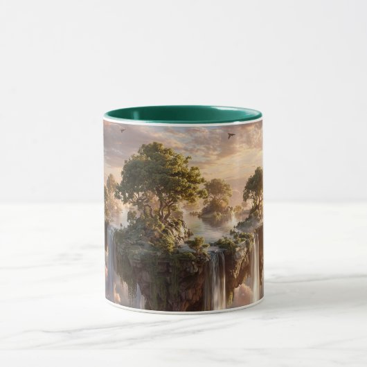 Surreal Floating Islands With Waterfalls Tasse (Zentrum)