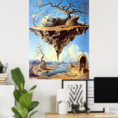 Surreal Floating Land mit Spiraltreppe Poster (Heimbüro)