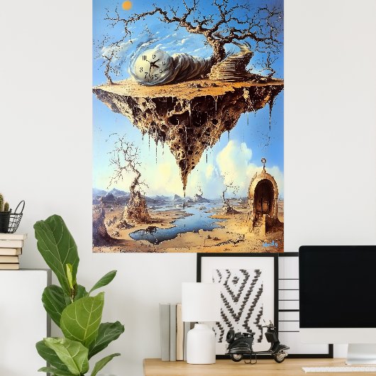 Surreal Floating Land mit Spiraltreppe Poster (Heimbüro)