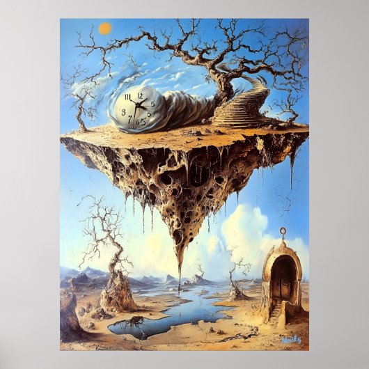 Surreal Floating Land mit Spiraltreppe Poster (Vorne)