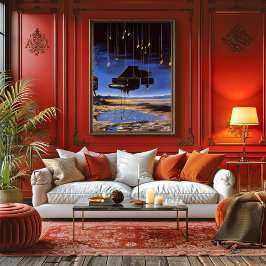 Surreal Floating Piano mit Musical Notes Poster