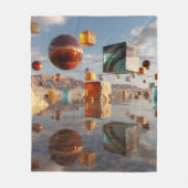 Surreal Floating Spheres And Cubes Fleecedecke (Vorderseite)