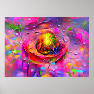 Surreal Floral Art Poster