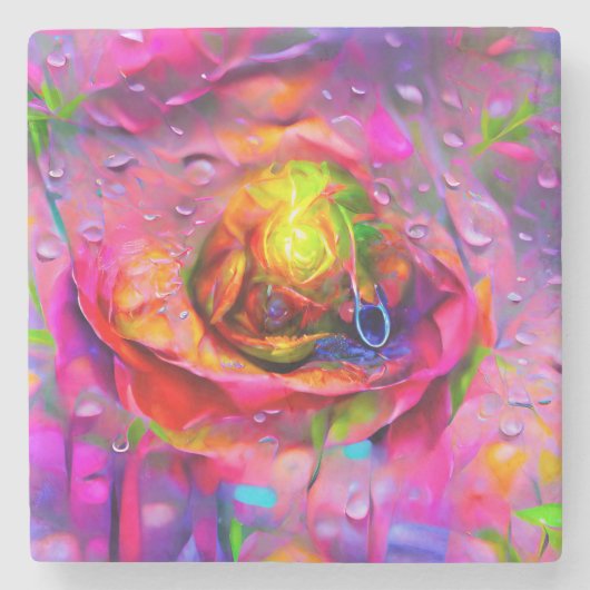 Surreal Floral Art Steinuntersetzer (Vorderseite)
