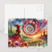 Surreal Floral Portal Aquarell Postkarte (Vorne/Hinten)