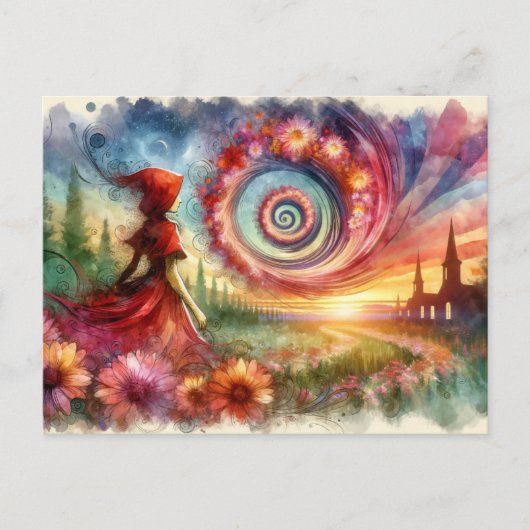 Surreal Floral Portal Aquarell Postkarte (Vorderseite)