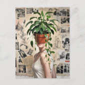 Surreal Flower Pot Green Plants Woman Postkarte (Vorderseite)
