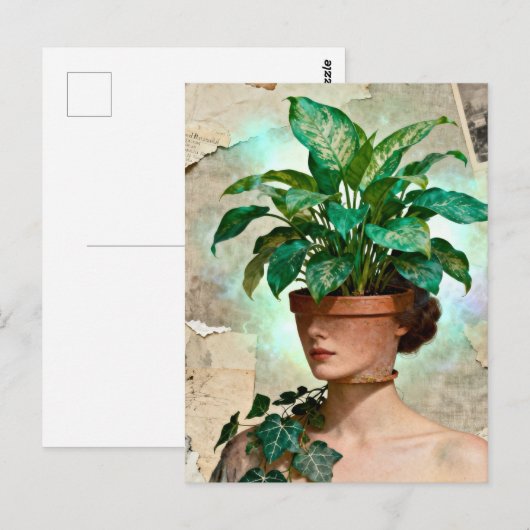 Surreal Flower Pot Woman Postkarte (Vorne/Hinten)
