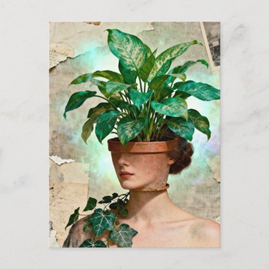 Surreal Flower Pot Woman Postkarte (Vorderseite)