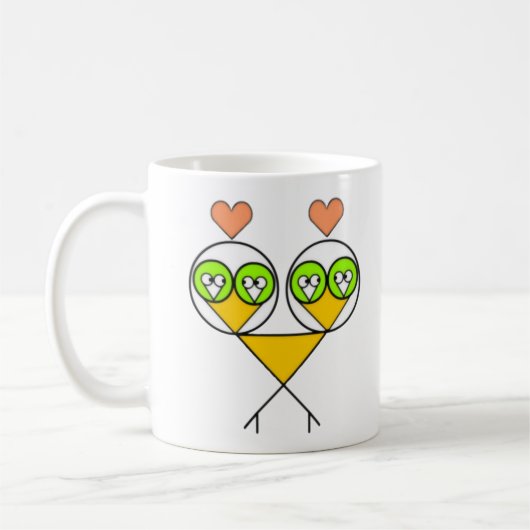 Surreal Fraktal Lovebirds Tasse (Links)