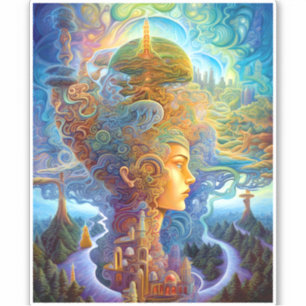 Surreal Frauenlandschaft Fantasy Art Aufkleber