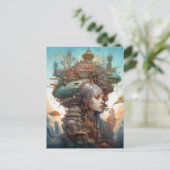 Surreal Frauenlandschaft Stadt Fantasy Art Postkarte (Stehend Vorderseite)