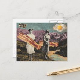 Surreal Frühstück Frauen Sonnenuntergang Ei Postkarte